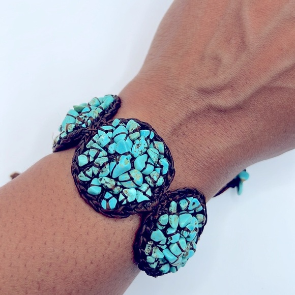 Mosaic Turquoise Stone Bracelet - Picture 1 of 12